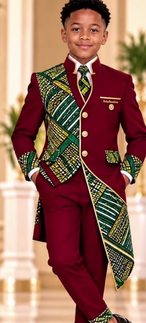 Kid traditional 3piece suit maroon color